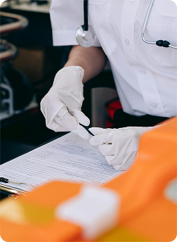 Clinical documentation â€” physician with patient records